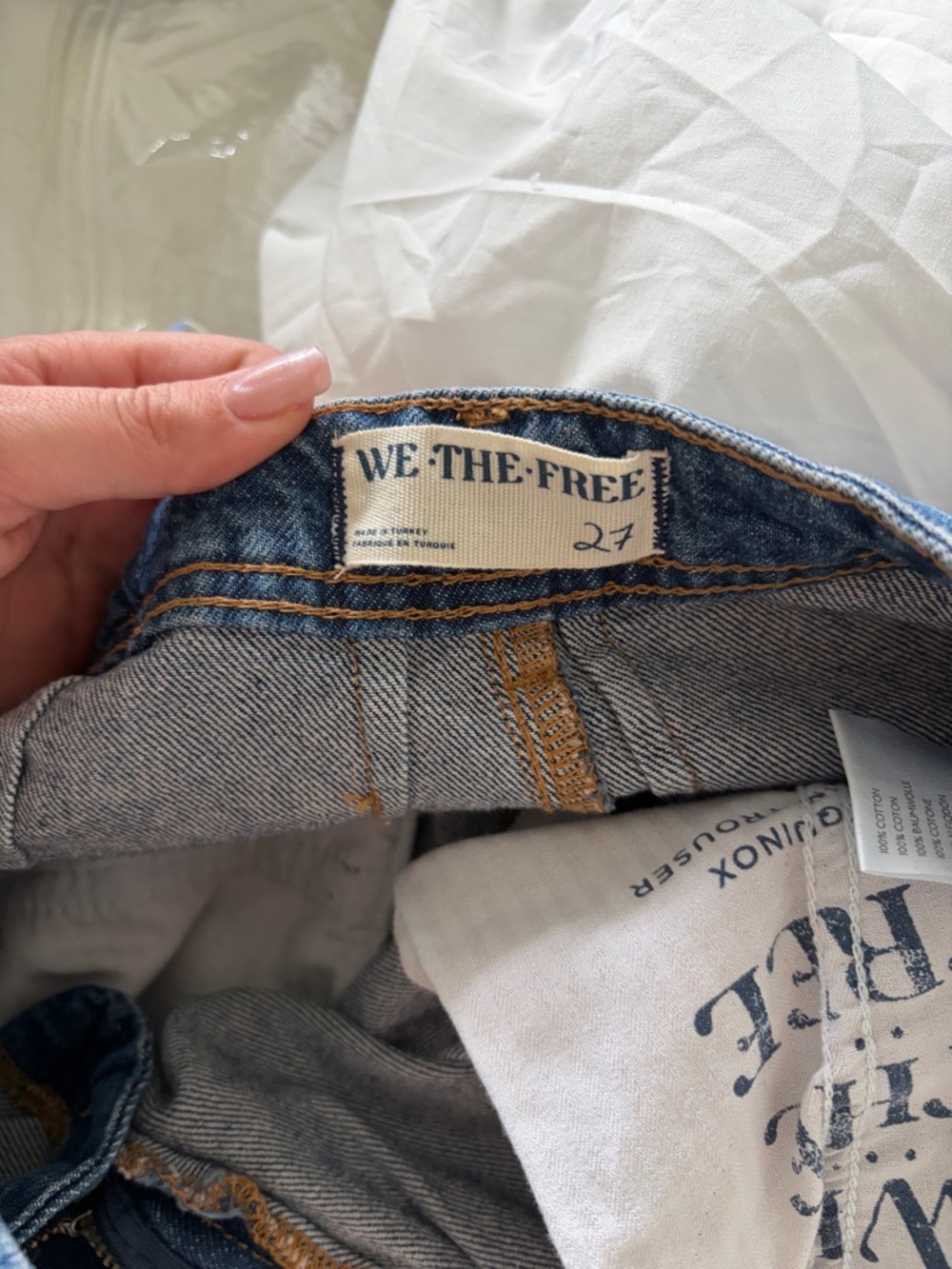 Free People Dark Blue High-Rise Wide Leg Jeans - Picture 3 of 3